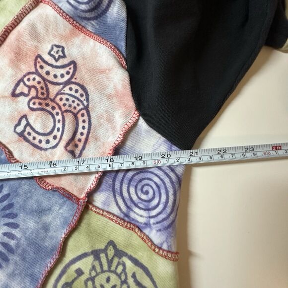 Tie Dye Boho Hippie Patchwork T Shirt Art To Wear Size L / XL Nepal Whimsy - Picture 9 of 10